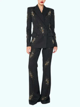 Crystal Beaded Blazer and Flared Pants Set - $129.48