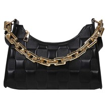 Vintage Women Checker Pattern Shoulder Bags Thick Chain PU Leather Underarm Bag  - £16.25 GBP