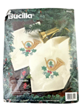 Bucilla Cross Stitch Angels of Christmas Set of 8 Napkins to Trumpet Hol... - $21.19