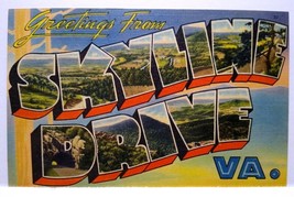 Greetings From SkyLine Drive Virginia Large Big Letter Linen Postcard Unused VA - £7.97 GBP