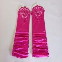 Sexy Women's Nylon Spandex Blend Fingerless Stretch Pink Gloves - One Size image 2