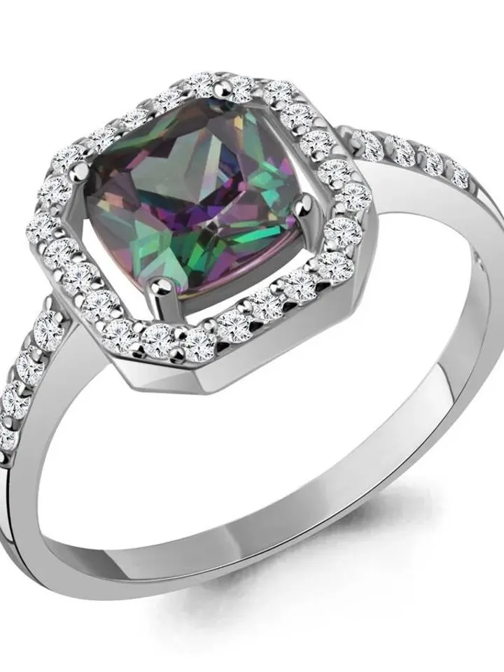 Ring, silver 925, quartz, mystic and cubic zirconia - $161.17 CAD