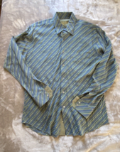 Bugatchi Uomo  Men&#39;s Shirt Blue With Stripes Long Sleeve XL Casual Dress - $13.54