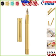 Brass Fountain Pen: Fine Nib, Converter &amp; High-End Metal Case for Profes... - $775.27 MXN