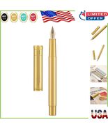 Brass Fountain Pen: Fine Nib, Converter &amp; High-End Metal Case for Profes... - $58.73 CAD