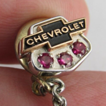10k SOLID GOLD tie tack RUBY vintage Chevy Chevrolet bowtie yellow lapel pin - £73.21 GBP