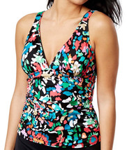  NEW Swim Solutions Color Take Floral Print Shirred Tankini Swim Top size 8 - £11.67 GBP