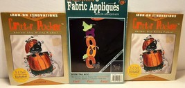 Halloween Pre-Cut Iron On Fabric Appliques Cats Pumpkins Vintage 1990&#39;s - $11.99