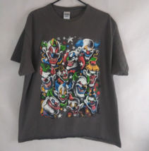 Gildan Men&#39;s Gray T-Shirt With Evil Psychopathic Clowns Design Size XL - $14.54