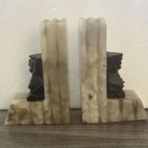 VTG MCM Pair Mesoamerican Aztec Mayan Mexican Carved Quartz Stone Bookends (2) - $16.36