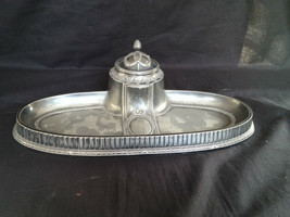 antique TIN desk ink well set . Marked 1891-1916 and with Tin mark - $179.00
