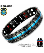 Mens Police Officer Thin Blue Line Stainless Steel Protection Bracelet 8... - £14.36 GBP