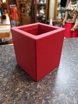 Red Leather Square Pen Holder Pencil Cup Desktop Caddy Stationery Organizer - $19.79