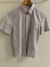 Lacoste Live White Check Pattern Button Up Short Sleeve Shirt Men’s Sz 3... - $29.69