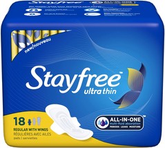 New Stayfree Ultra Thin Regular Pads with Wings, 18 Count - $11.89