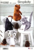 Simplicity R10392 Stuffed Animals Squirrel, Beaver, Skunk, Owl Sewing Pattern - $14.86