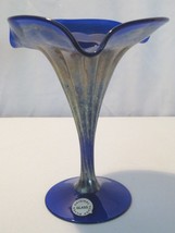 RARE Original Czech silver glass art vase in cobalt blue signed hand blown - £548.19 GBP