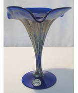 RARE Original Czech silver glass art vase in cobalt blue signed hand blown - £546.74 GBP