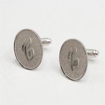 Vintage Silver Tone Oval Cuff Links Pair Mid Century Monogrammed C - £23.76 GBP