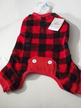 Small Pet Holiday Apparel Red Buffalo Check Plaid Pattern Fleece Pajamas - £8.76 GBP