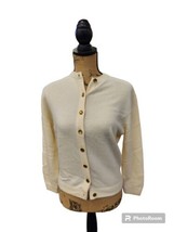 Vintage DALTON 1950s 100% Virgin Cashmere cream Cardigan Sweater Gold Bu... - £46.81 GBP