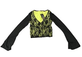 XS Witchy Green Black Lace Y2K Delia’s Fairy Grunge Whimsigoth Long Slee... - $708.05 MXN
