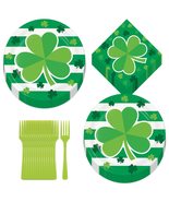 St. Patrick&#39;s Day Party Supplies - Irish Clover Paper Dinner Plates, Lun... - £13.43 GBP