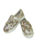 J Slides Sneaker Loafer Shoes Champagne Satin Bow Slip On Comfort Womens... - $32.49 CAD