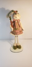 Bunny Girl Holding A Carrot On Stand Easter Decor Plush 15&quot; - $93.87 MXN