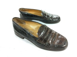 Coach Leana Penny Loafer Brown Croc Leather Slip-on Shoes 7 C Made in Italy - £37.98 GBP