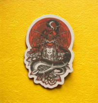 Japanese Geisha Woman Snake Flower Red Moon Skull Sticker - £1.89 GBP
