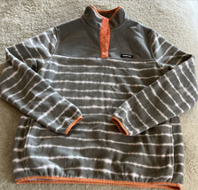 Lands End Women’s Gray White Tie Dye Peach Fleece Long Sleep Pullover 14-16 - $17.15