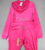 New Juicy Couture Velour Bling Tracksuit Hoodie Pant Free Love Pink Size... - £75.30 GBP