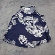 BCX Shirt Womens XL Blue Summer Printed Sleeveless Halter Scoop Neck Casual Top - £15.81 GBP