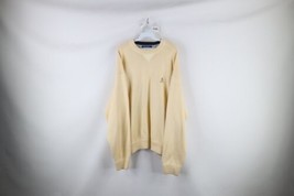 Vintage 90s Tommy Hilfiger Mens 2XL XXL Cotton Knit Crewneck Sweater Yellow - £39.52 GBP