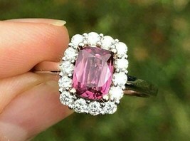 2.50Ct Cushion Cut Pink Sapphire Diamond Wedding Engagement 14k White Gold Over - £72.31 GBP