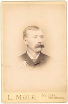 Circa 1880&#39;S Cabinet Card Handsome Dashing Man Large Mustache Meile Boulder, Co - £9.53 GBP