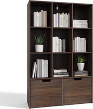 Bookcase Modern Bookshelf With 9 Cubes Open Shelf And 2 Drawers, With Waterproof - $269.99