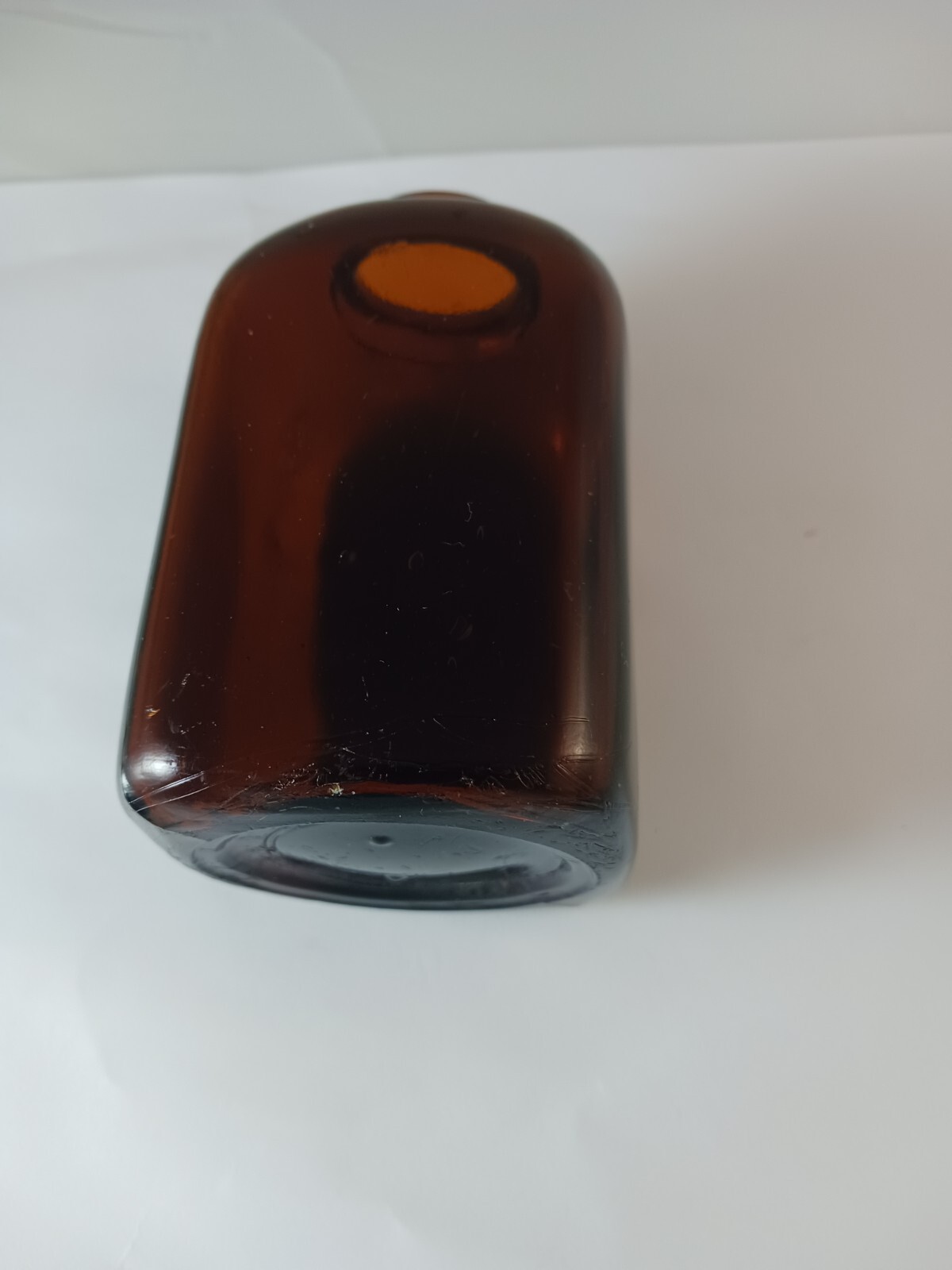 SNUFF JAR BROWN/AMBER, 2 DOT GLASS SNUFF JAR, VINTAGE Item image 3