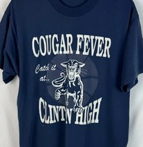 Vintage Cougar Fever T Shirt Single Stitch Clinton High 50/50 USA Navy X... - $24.99