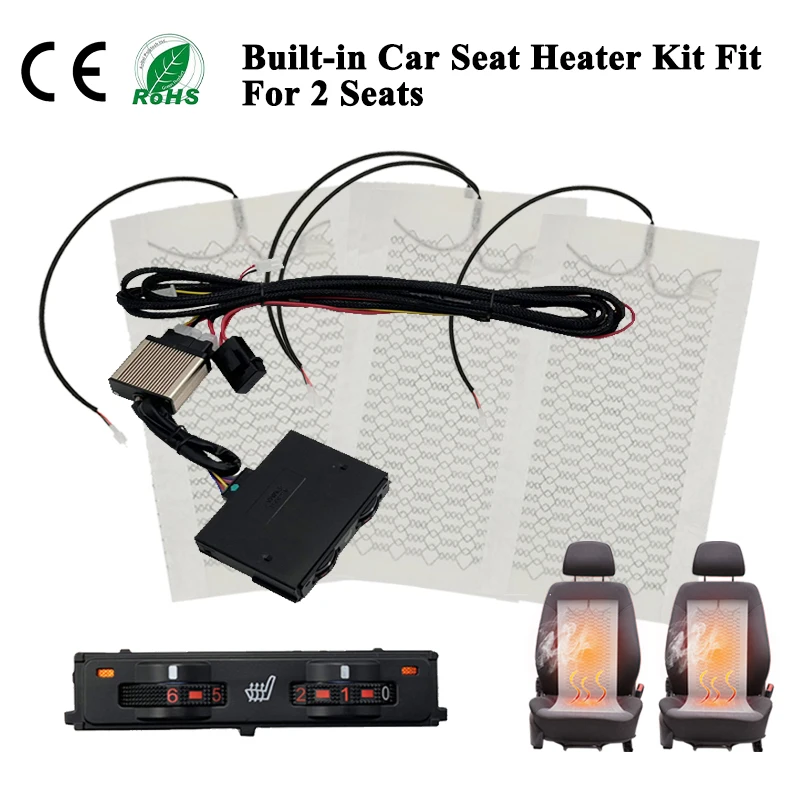 Built-in Car Seat Heater Kit Fit 2 Seats 27W Heating Pads 6-Levels Dual Control - £85.16 GBP+