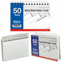 2Pc Spiral Bound Index Cards White 3&quot; X 5&quot; Ruled Front 50 Sheets Office ... - $21.99