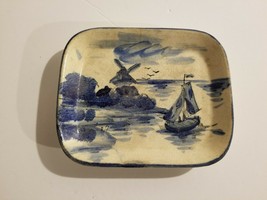 Vintage Pottery 6 inch Dish - Holland / Dutch, Blue &amp; White - £11.68 GBP