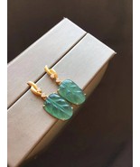 Type A Greenish Icy Jadeite Earring 18K Yellow Gold  Icy Greenish Jade E... - £222.53 GBP