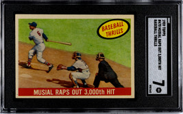 Stan Musial 1959 Topps Raps Out 3000th Hit Baseball Thrills Card #470- SGC Grade - £139.41 GBP