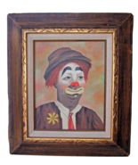 Vintage Painting Emmett Kelly Circus Clown Signed Framed Unknown Artist-... - $79.15