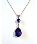 Victorian Royal blue Silver necklace dark blue necklace earrings Victori... - $49.29 CAD