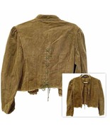 Navigata Vintage Olive Green Corduroy Lace Up Back Cropped Jacket Large - £33.09 GBP