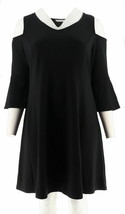 BRAND NEW Isaac Mizrahi Cold Shoulder Ruffle Bell Sleeves Dress Black Si... - $33.74