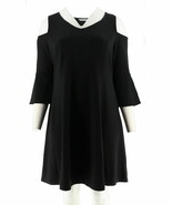 BRAND NEW Isaac Mizrahi Cold Shoulder Ruffle Bell Sleeves Dress Black Si... - $67.68 CAD
